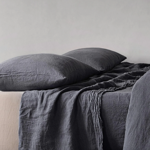 Set of 2 Flocca Linen King Pillow Cases in Tempest