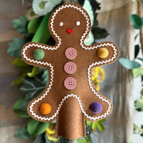 Felt Good(s) Wool Felt Gingerbread Man Tree Topper