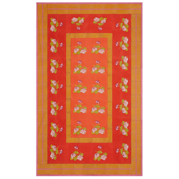 Lisa Cotton Corti Panel in Tea Flower Red Orange 180 x 270cm