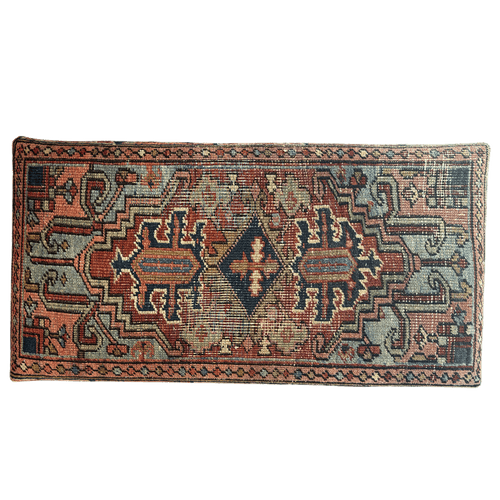 Custom Antique Heriz Rug Ottoman