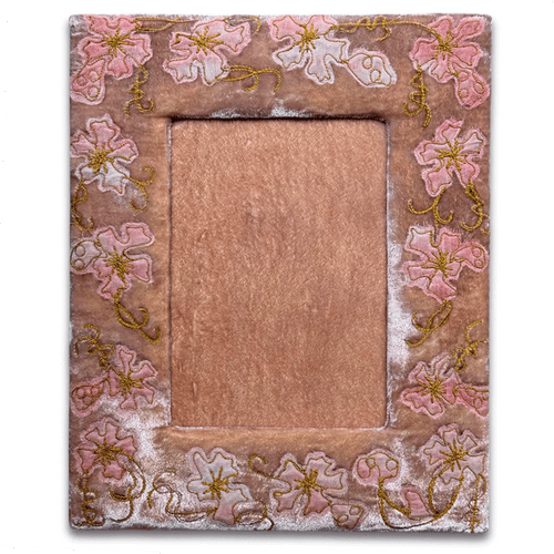 Azura Silk Velvet Embroidered Tabletop Frame in Pink Quartz