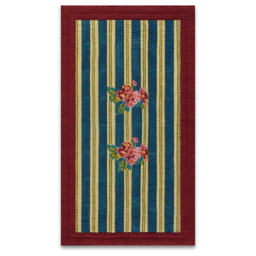 Lisa Corti  Reversible Twin Quilt in Queen Stripes Bouquet Peacock 180 x 270cm