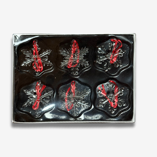 Set of 6 Glass Snowflake Ornaments
