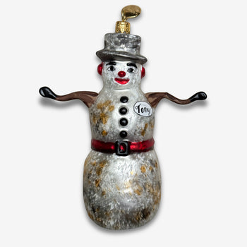 "Tony" Snowman in a Grey Hat Ornament