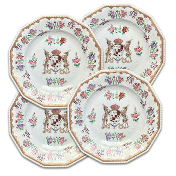 Set of Ten 19th-Century Chinese Export Style Samson of Paris Armorial Dessert Plates