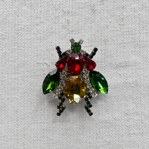 Red & Yellow Bee Crystal Brooch
