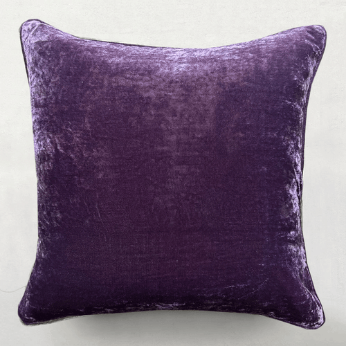 Plain Silk Velvet Cushion in Violet
