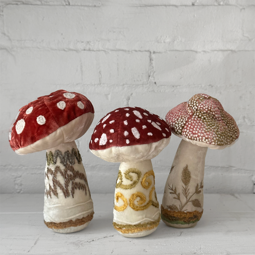 Silk Velvet Embroidered Mushroom 1