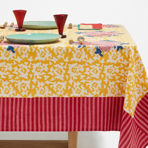 Lisa Corti X La Minervetta Arabesque Corolla Gold Natural Cotton Panel 220cm x 350cm