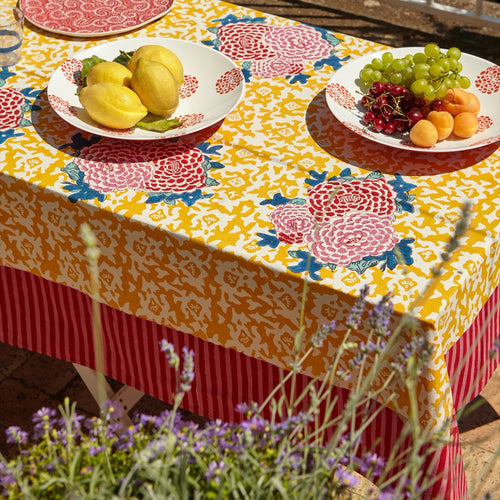 Lisa Corti X La Minervetta Arabesque Corolla Gold Natural Cotton Panel 220cm x 350cm