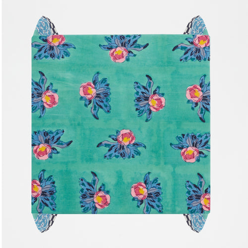 Lisa Corti Cotton Panel Cloth in Tiles Green 110 x 110cm