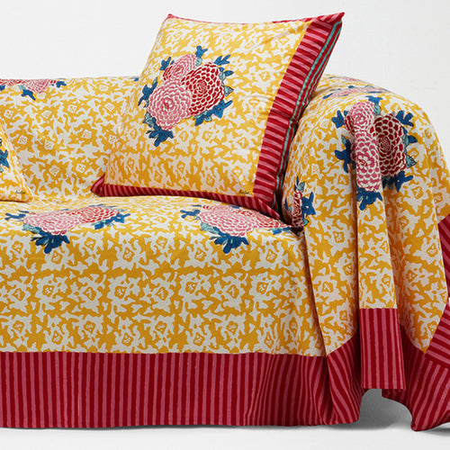 Lisa Corti X La Minervetta Arabesque Corolla Gold Natural Cotton Panel 220cm x 350cm