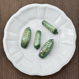 Trompe L'oeil Cornichons Plate with Fluted Rim