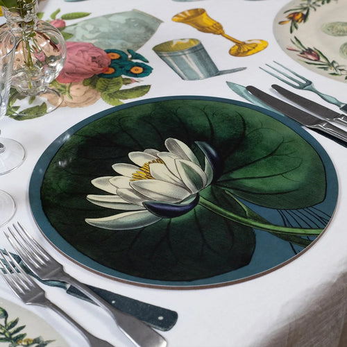 Summerill & Bishop x John Derian 'Water Lily' Round Cork-Backed Placemat