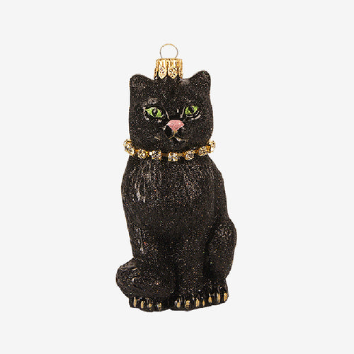 Black Cat with Necklace Ornament