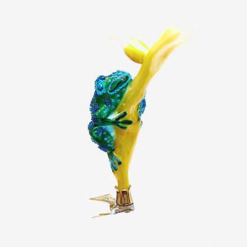 Blue Frog on Leaf Clip-On Ornament