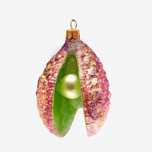 Pink and Green Clam Ornament