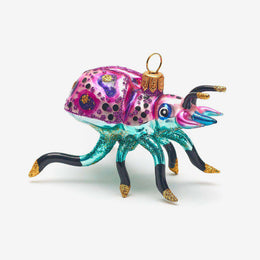 Turquoise & Pink Beetle Ornament