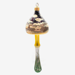 Pastel Brown Mushroom with Clouds Ornament