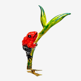 Black & Red Frog on Leaf Clip-On Ornament