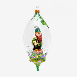 Gnome with Cane Dome Ornament