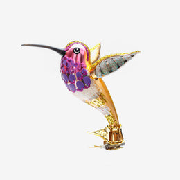Purple & Gold Hummingbird Clip-On Ornament