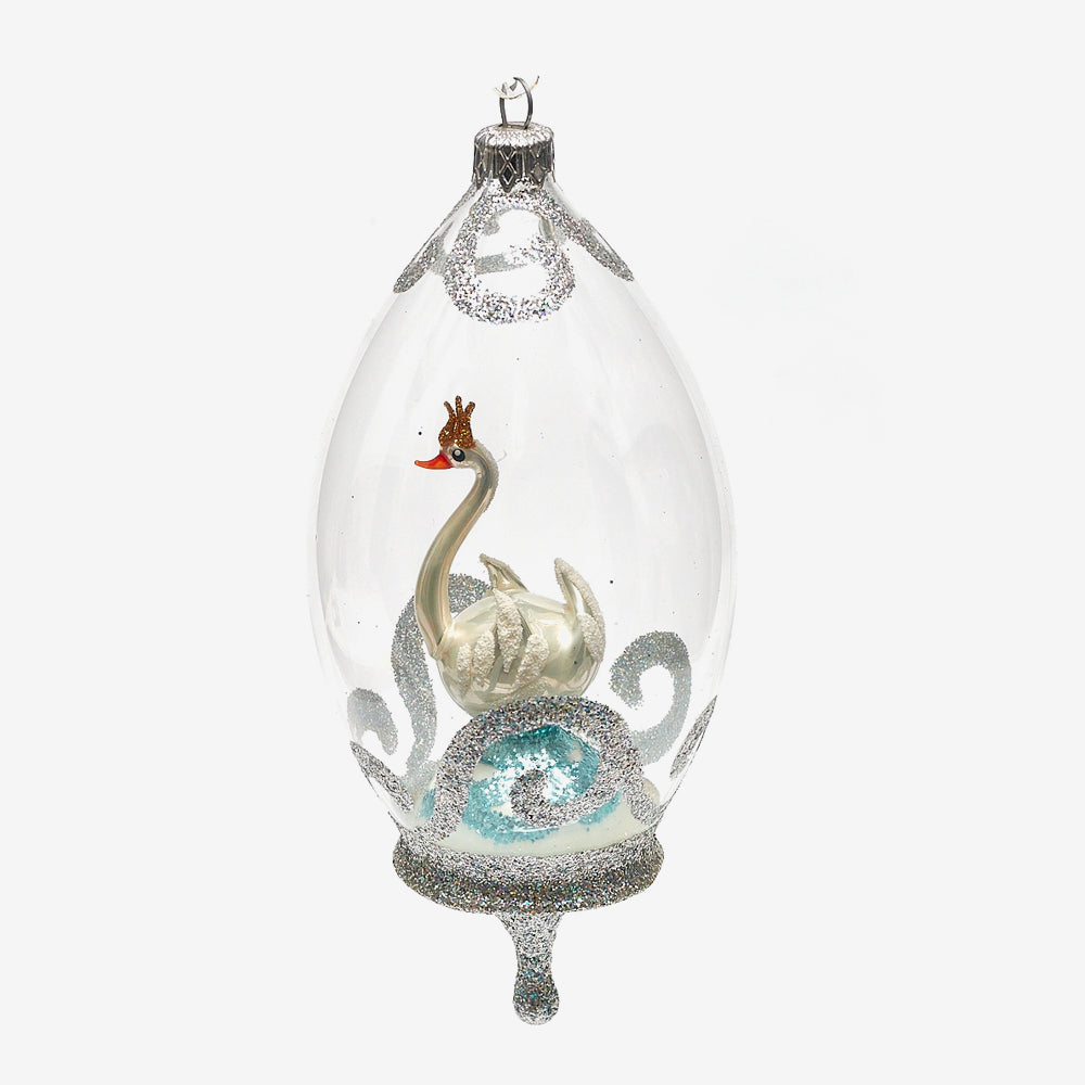 Swan With Crown Dome Ornament