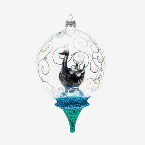 Black Swan With Crown Dome Ornament