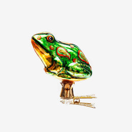 Yellow & Green Frog on Leaf Clip-On Ornament