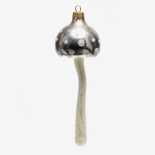 White Polka Dot  Mushroom Ornament