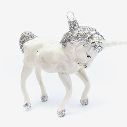 Silver & White Unicorn Ornament