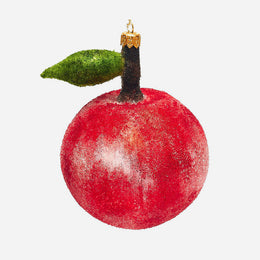 Large Red Apple With Leaf Ornament