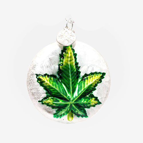 Cannabis Leaf On Plaque Ornament