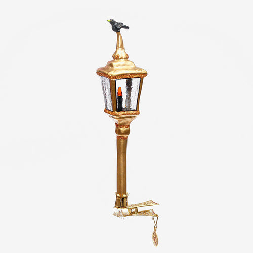 Gold Lantern with Perched Bird Clip-On Ornament