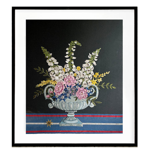 Hand Embroidered "Urn of Flowers" by Zara Merrick