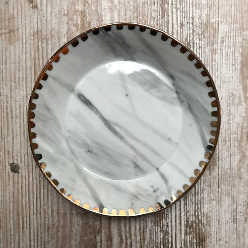 Marble Dish with Golden Spotted Rim