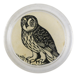 Iconic Owl handmade decoupage four inch coaster 