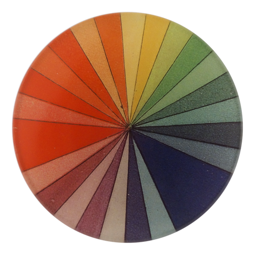 Color Spectrum portrays every color of the spectrum in a four inch round handmade decoupage plate.