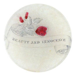 Beauty and Innocence is an elegant four inch round decoupage plate hand crafted in our New York City studio. 