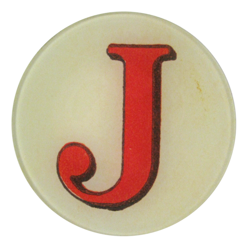 Red Letter J five inch round plate