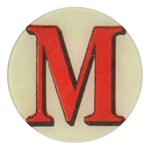 Red Letter M in a five inch round plate