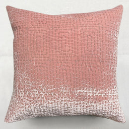 Metril Embroidered Silk Velvet Cushion in Old Rose