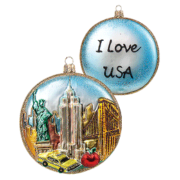 I Love USA Disc Ornament
