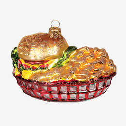 Burger and Fries in Basket Ornament