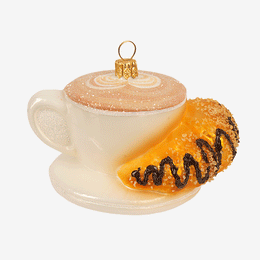 Coffee Cup with Croissant Ornament