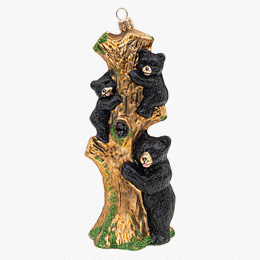 Black Bear Cubs on Tree Ornament
