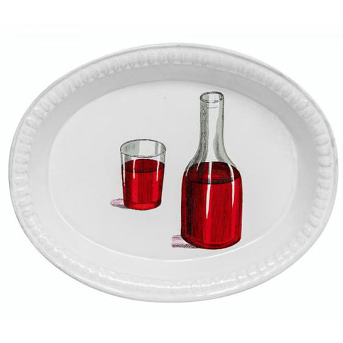 Red Wine Decanter and Glass Soup Plate