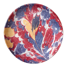 Red Blue & Yellow Marble Soup Plate