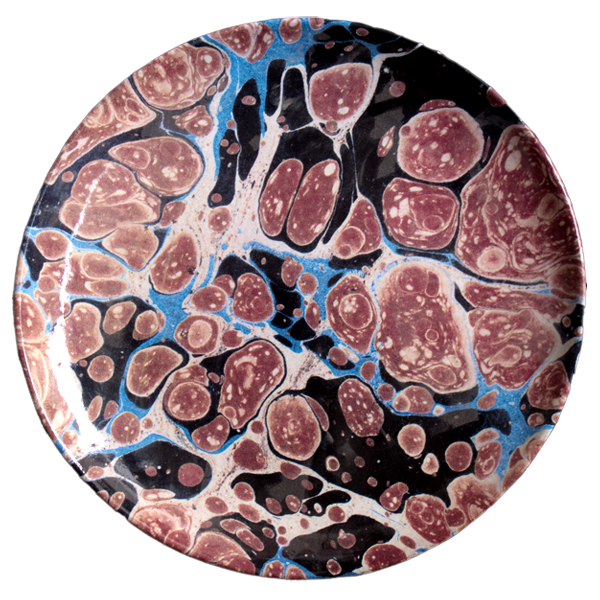Black Blue & Red Marble Dinner Plate