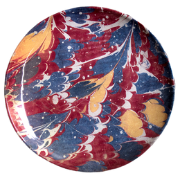 Red Blue & Yellow Marble Dinner Plate